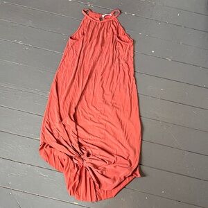 Double Zero Sleeveless High Low Dress in Rust